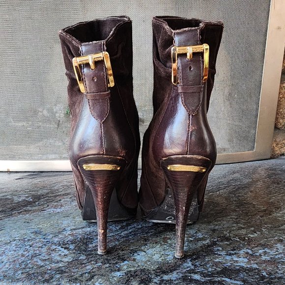 Michael Kors Brown Suede High Heeled Ankle Booties Size 8M - Picture 9 of 15